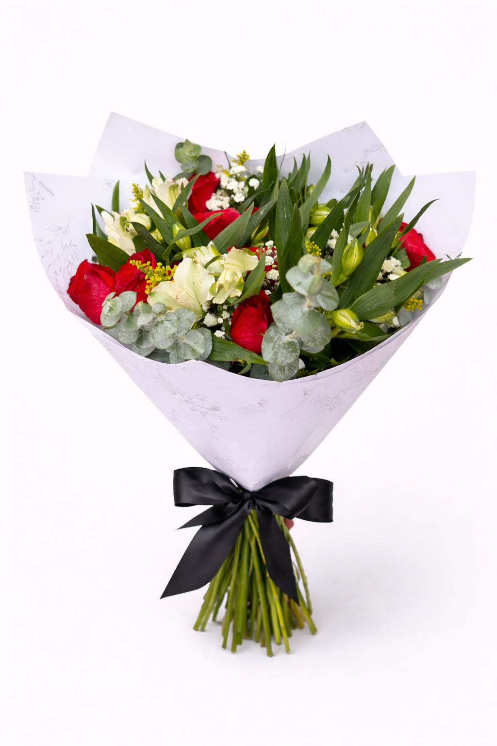 ramo flores rojas y blancas floristeria bogota