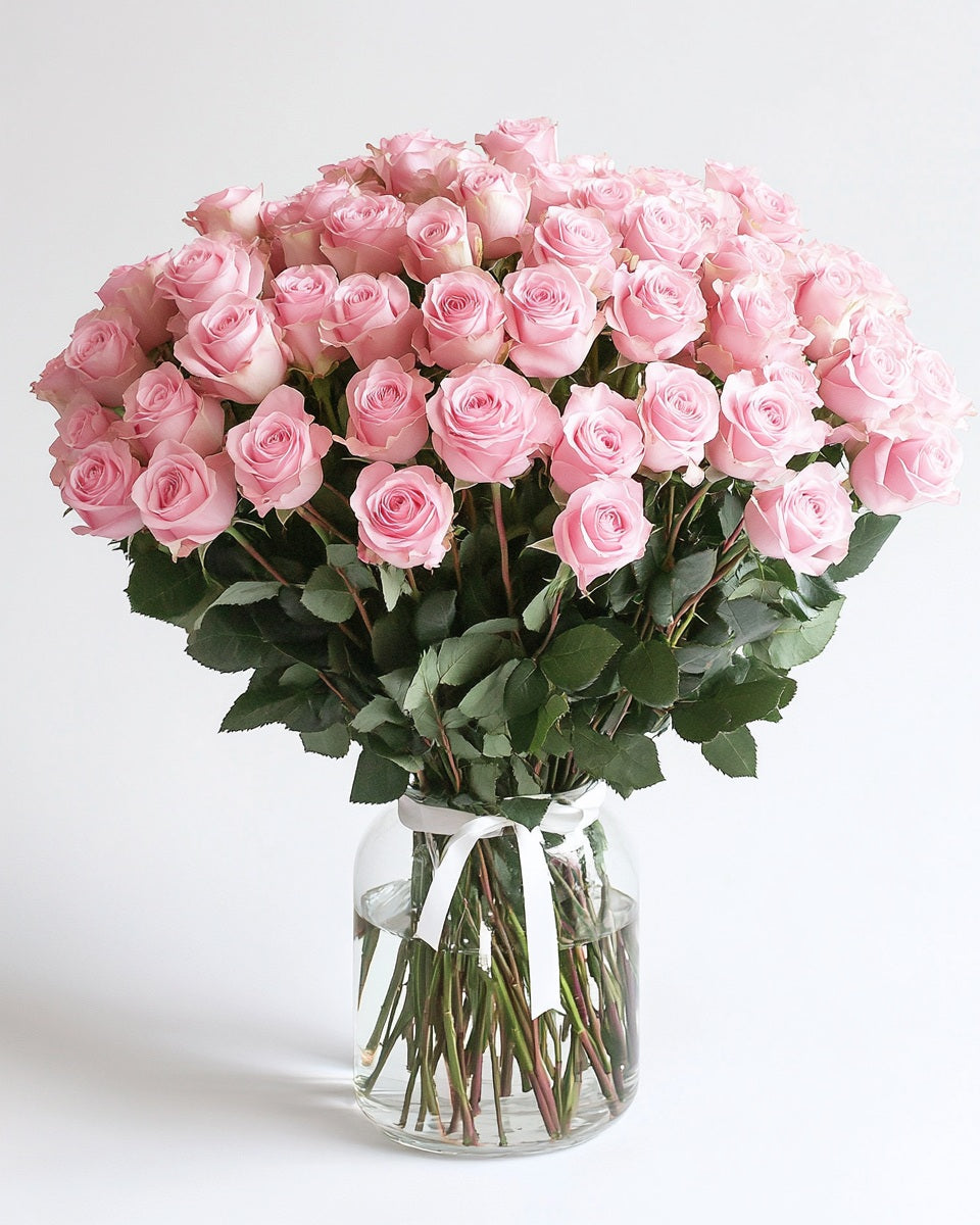 Rosas Rosado Claro Premium en Florero a Domicilio en Bogotá