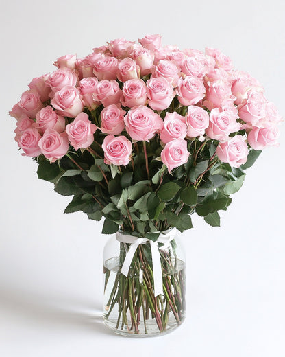 Rosas Rosado Claro Premium en Florero a Domicilio en Bogotá