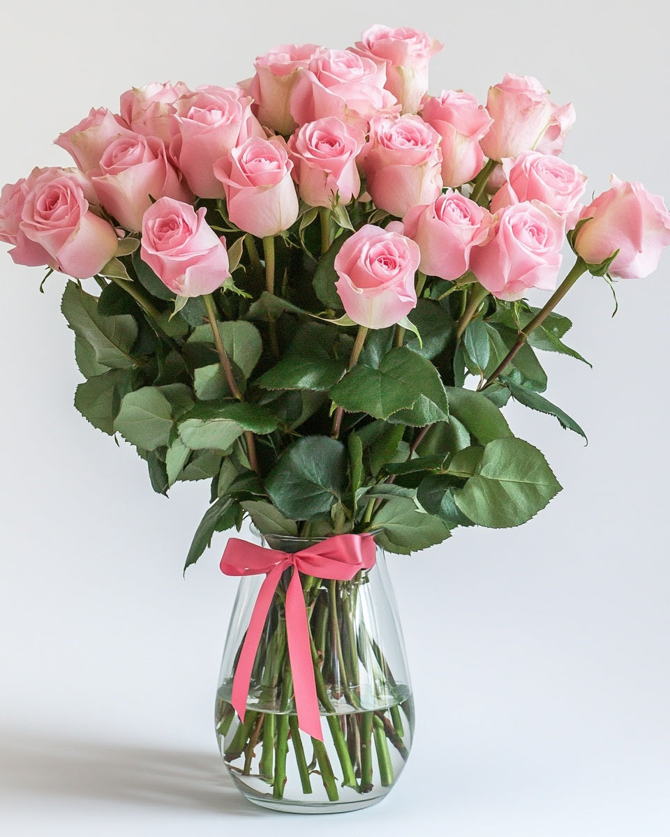 Rosas Rosado Claro Premium en Florero a Domicilio en Bogotá