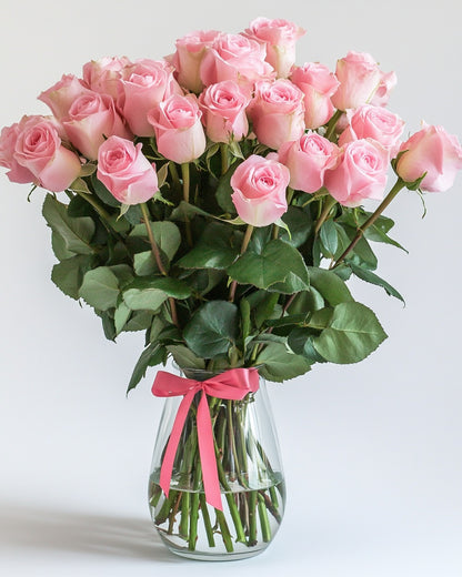 Rosas Rosado Claro Premium en Florero a Domicilio en Bogotá