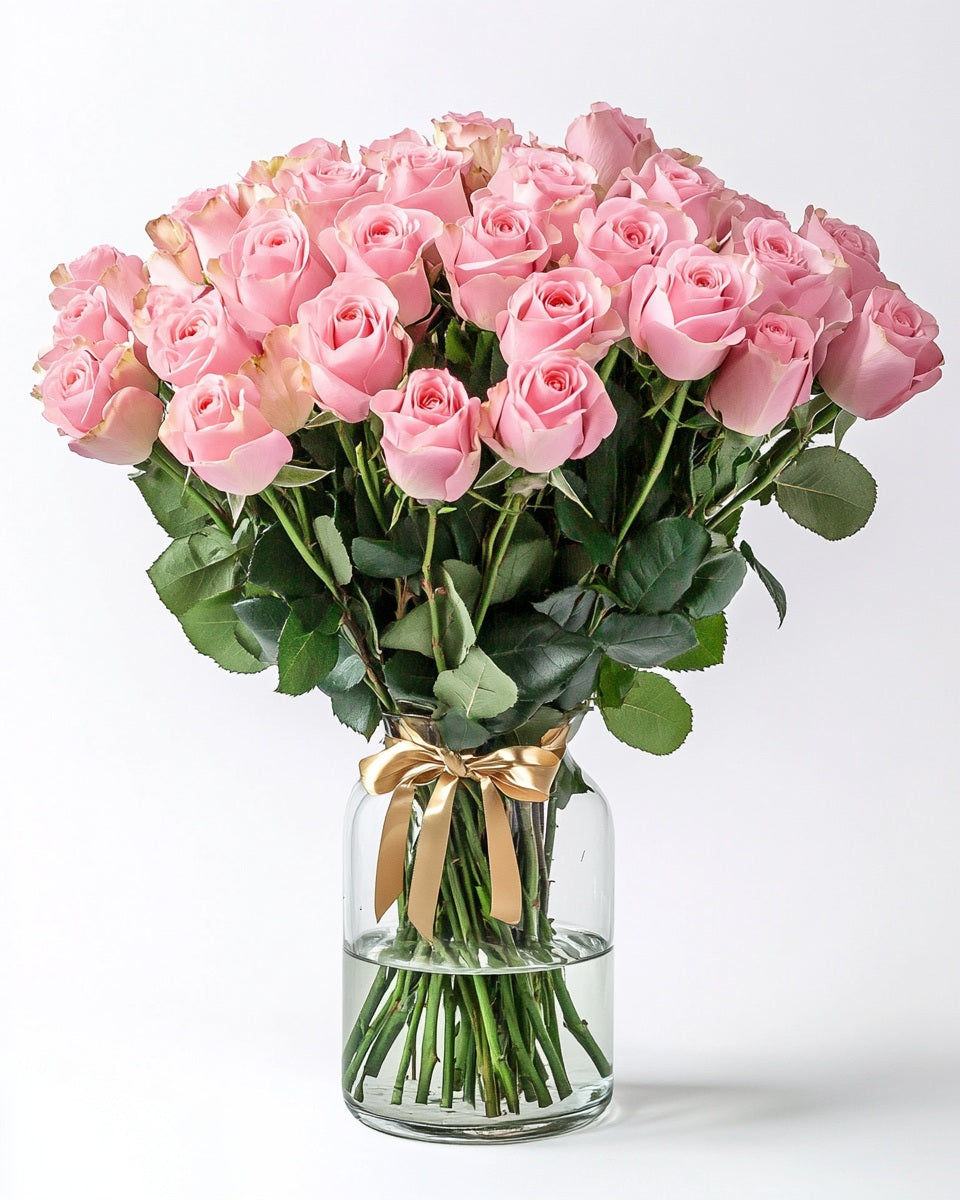 Rosas Rosado Claro Premium en Florero a Domicilio en Bogotá